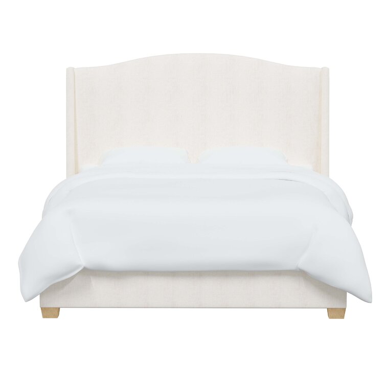 White wingback outlet upholstered bed